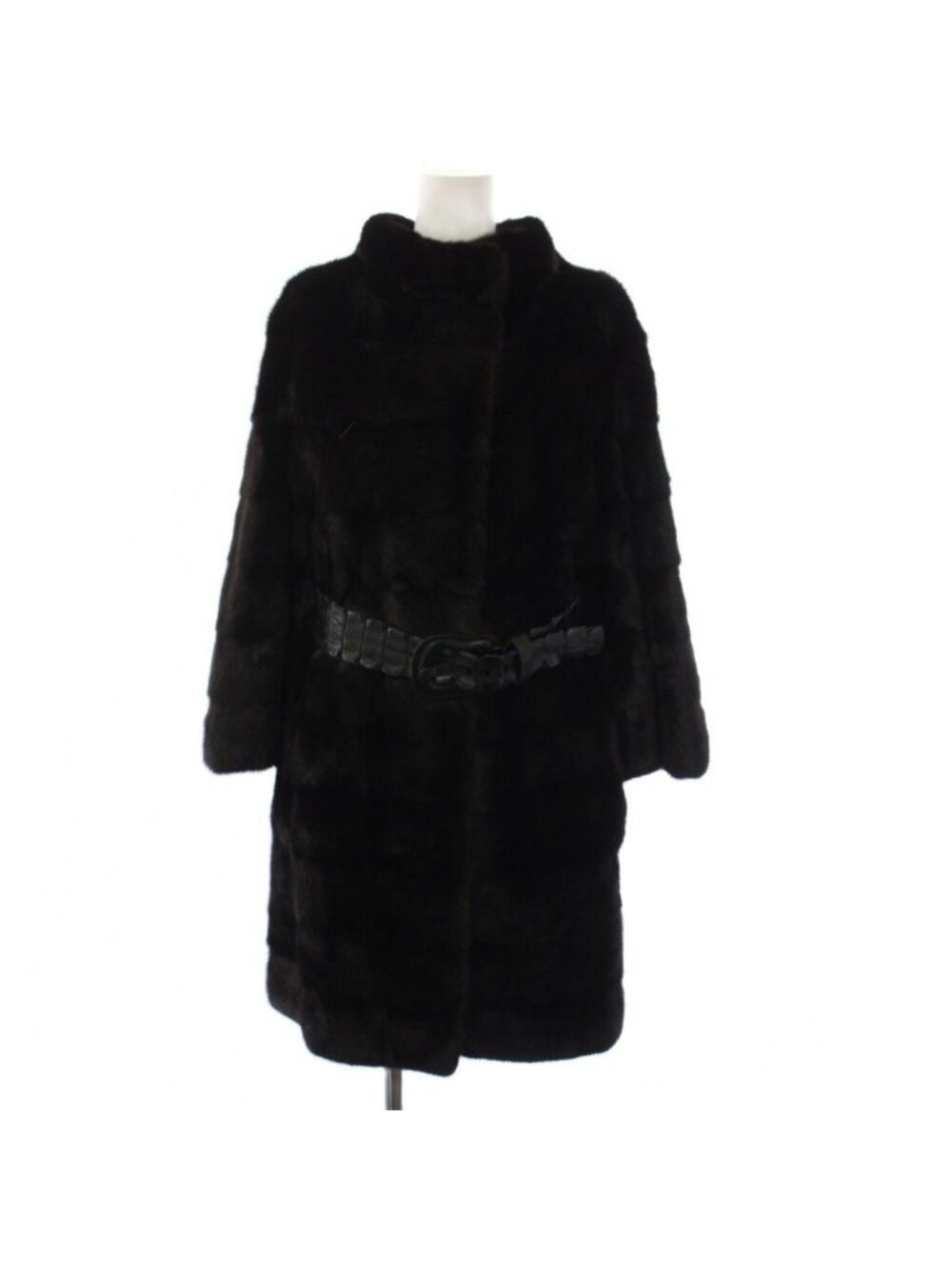 Fendi Mink Coat Fur Long Croco Belt Brown 42